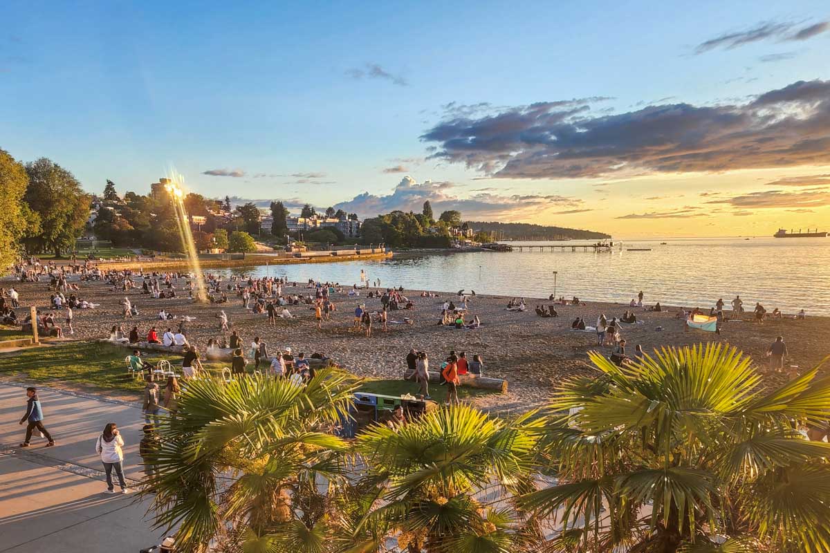 Kitsilano beach at sunset, Vancouver, BC