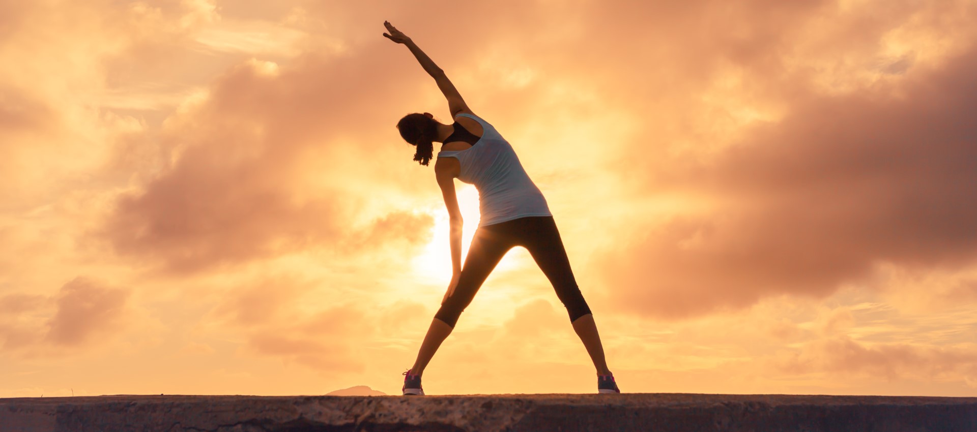 Sunlit stretch against a golden sky